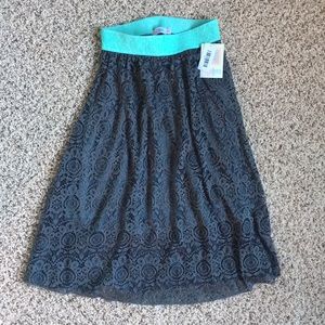 LuLa Grey Lace Lucy skirt with mint waist NWT